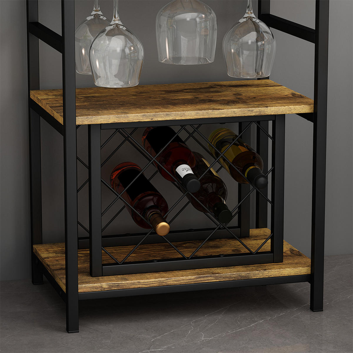 WEINREGAL Vela Eiche rustikal 50 x 100 cm mit Glashalter - Wildeiche, Holzwerkstoff (50/100/35cm) - Vicco