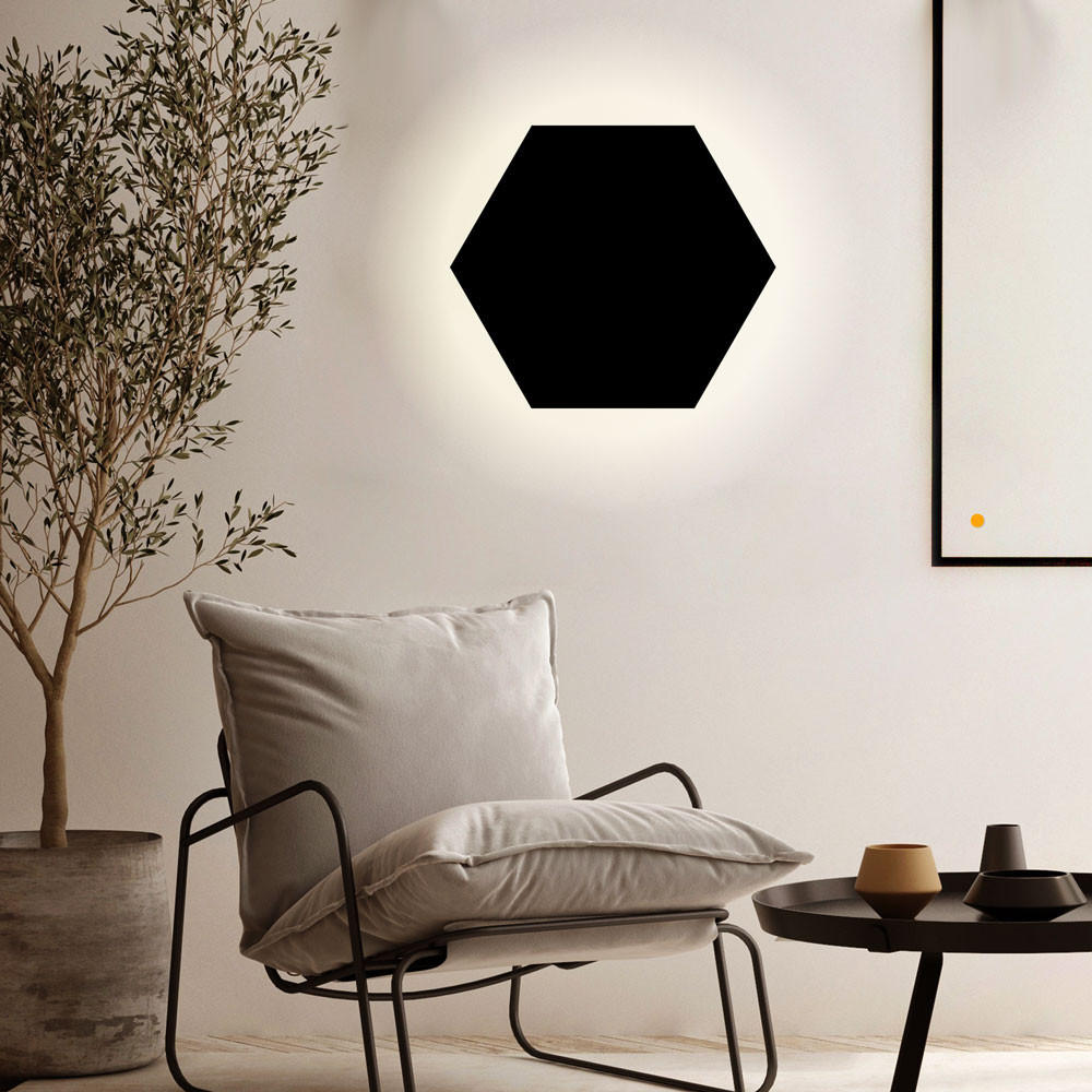 LED-WANDLAMPE Hive Schwarz Ø 45cm - Schwarz, Metall (45/4.4/45cm) - s.luce