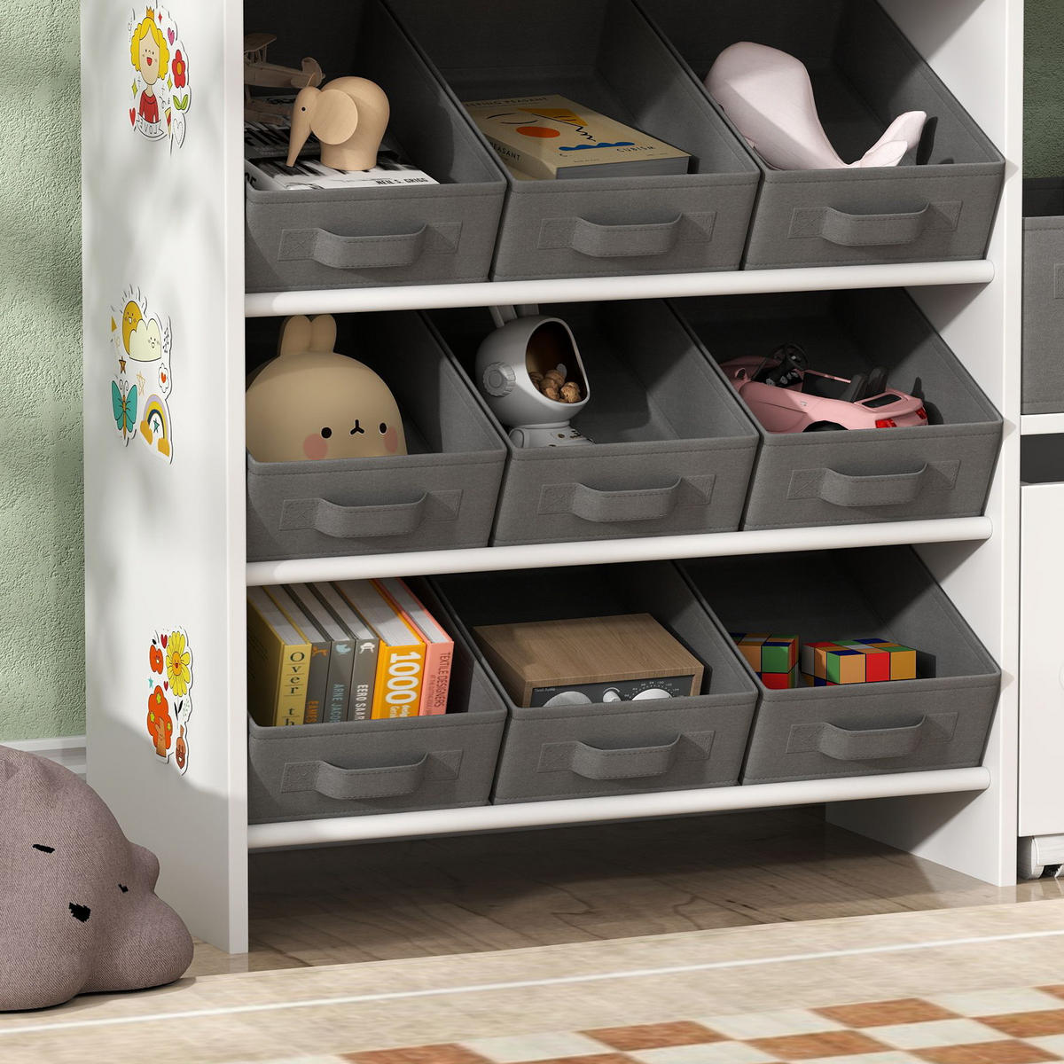 KINDERREGAL DE-17252 11 Aufbewahrungsboxen & Schrankfach Weiß - Weiß, Naturmaterialien (105/80/30cm) - ComfortXL