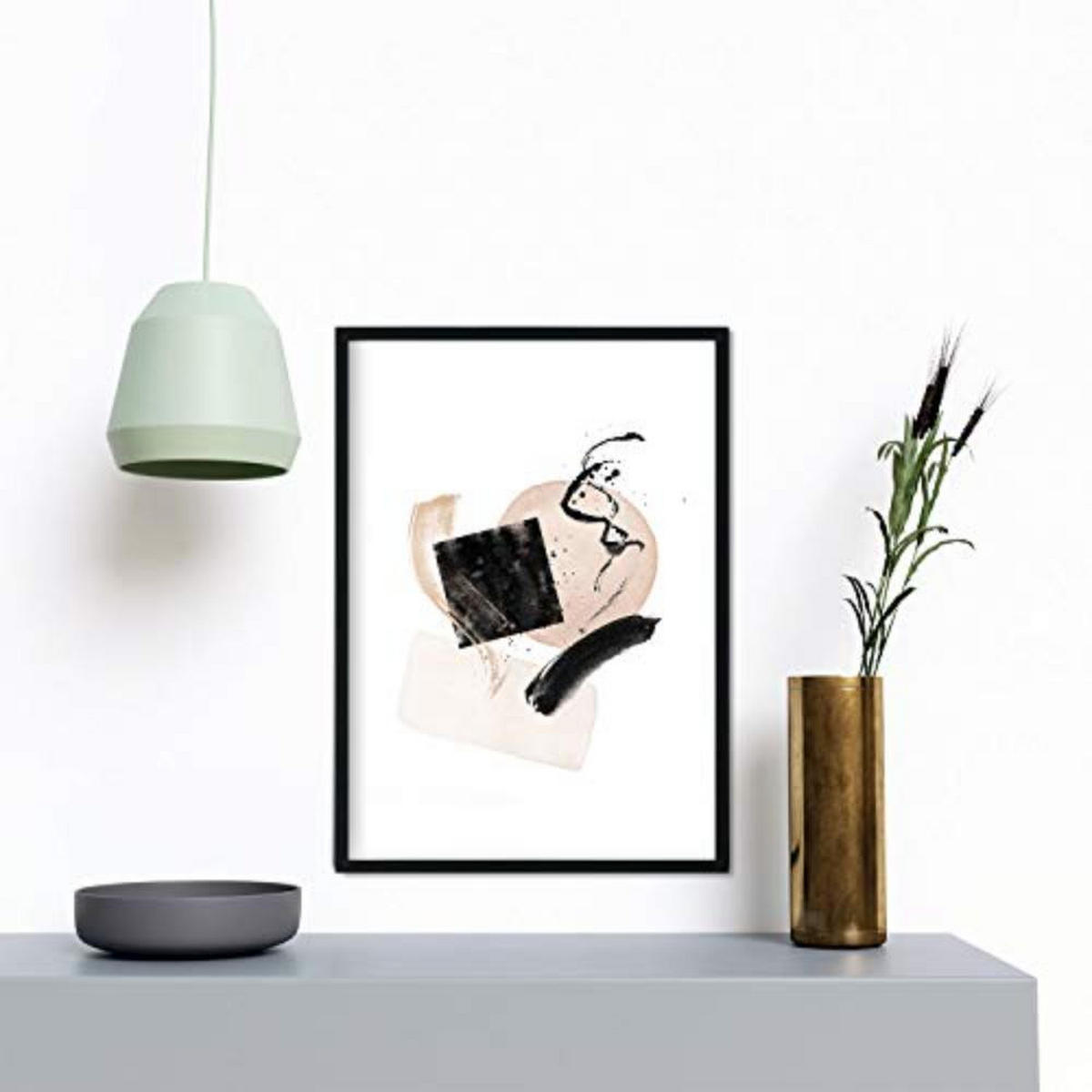 POSTER Set mit 4 Abstrakte Formen und Figuren Braun A4 Schwarzer Rahmen - Schwarz, Papier (29.7/3cm) - Nacnic