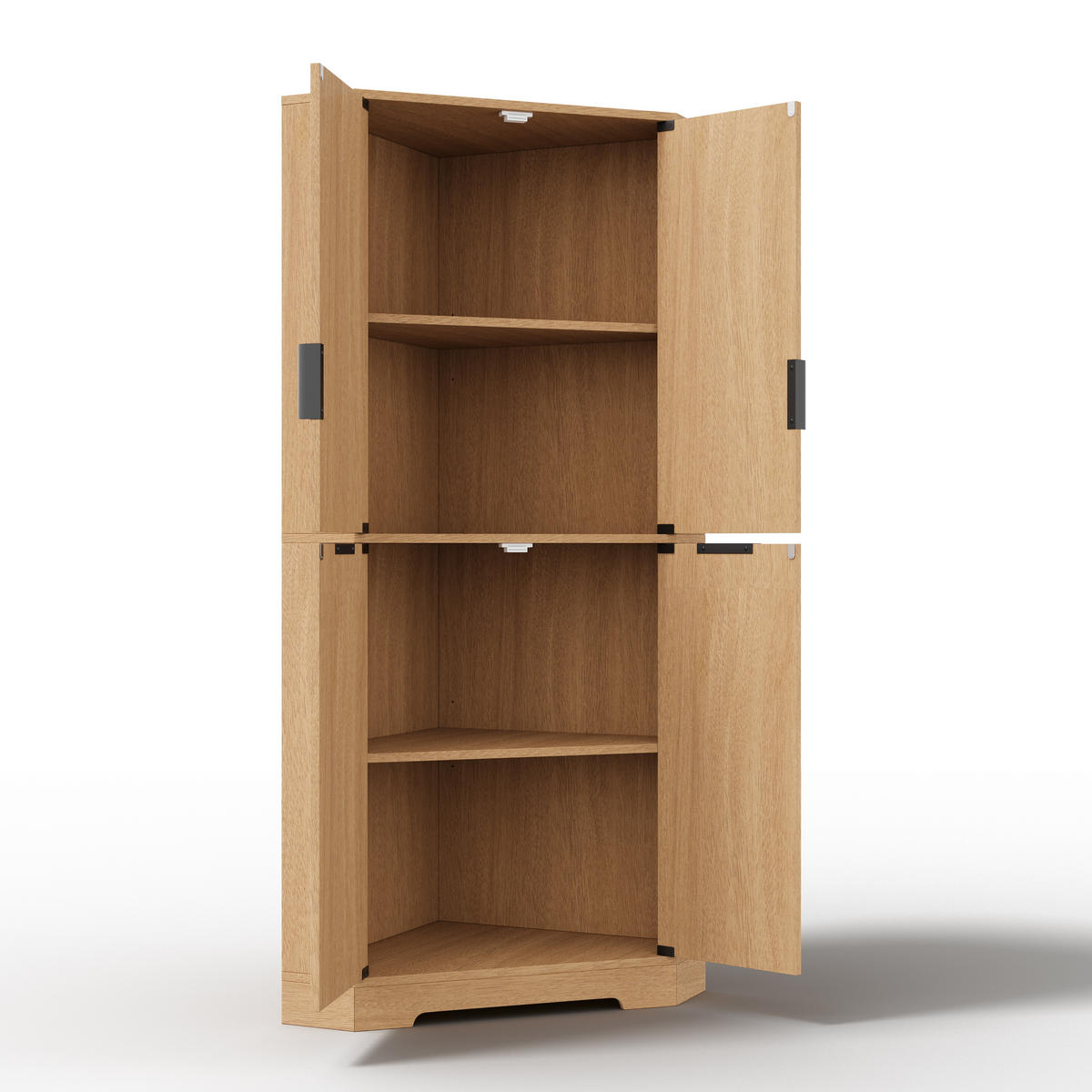 ECKSCHRANK Aufbewahrungsschrank Naturholz-Optik 4 Türen & Böden 172cm - Naturfarben, Holzwerkstoff (60/172/60cm) - Urban Meuble