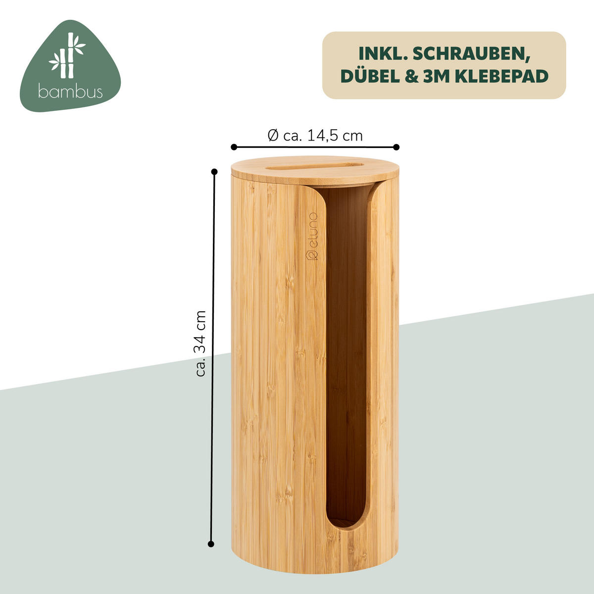 TOILETTENPAPIERAUFBEWAHRUNG, für 3 Rollen, Bambus - Braun, Holz (14.5/34/14.5cm) - eluno