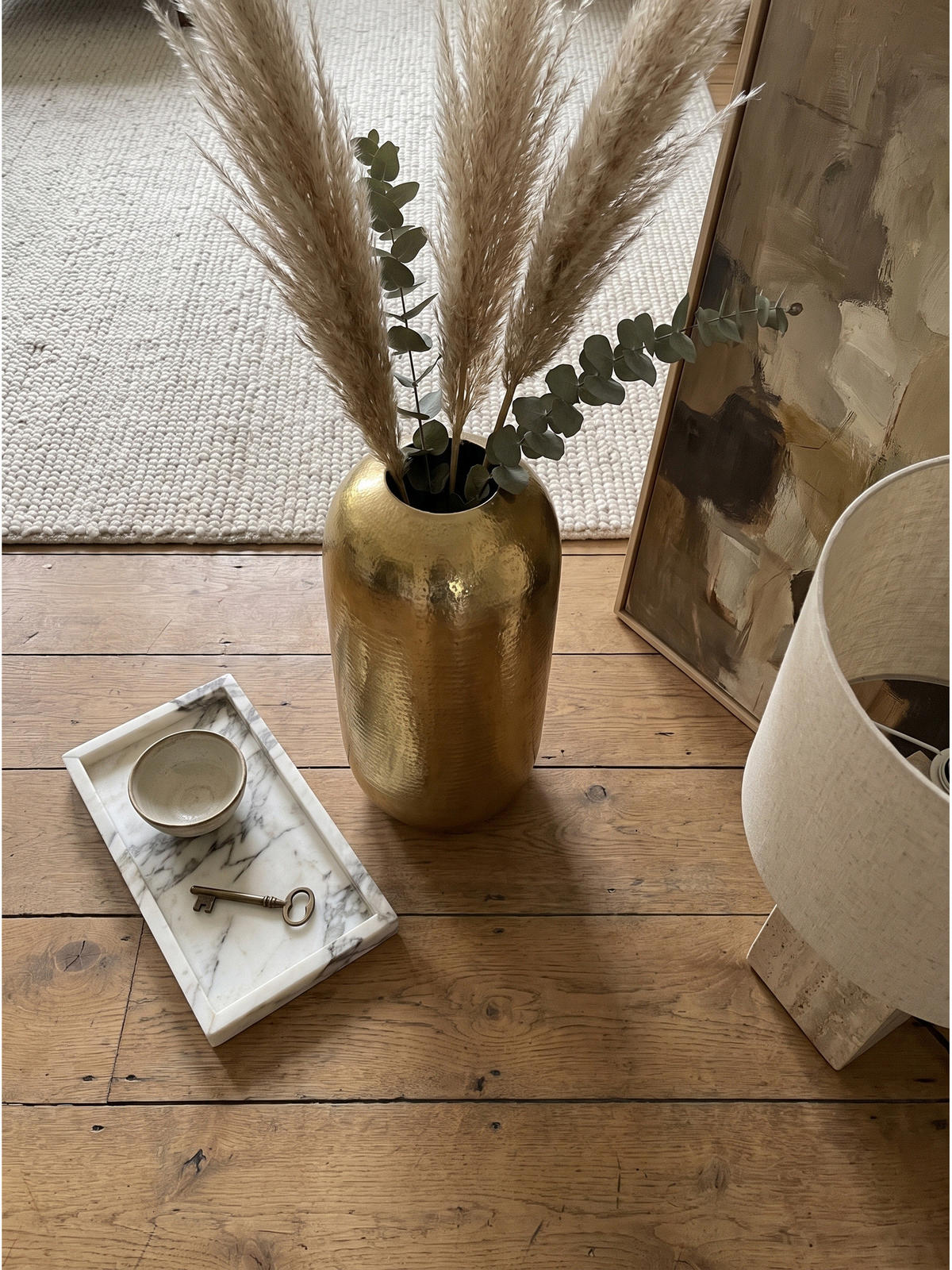 BODENVASE AMALFI, Aluminium, handgefertigt, Gold, Ø 20 x 45 cm - Goldfarben, Metall (45cm) - KADIMA DESIGN