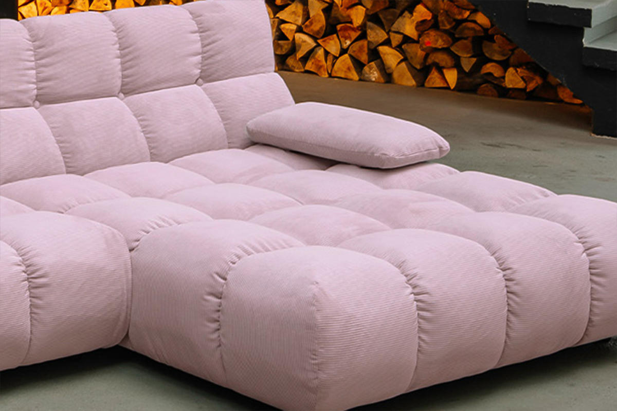 ECKSOFA VIVIEN Pink Cord - Pink/Schwarz, Kunststoff/Textil (290/178cm) - KAWOLA