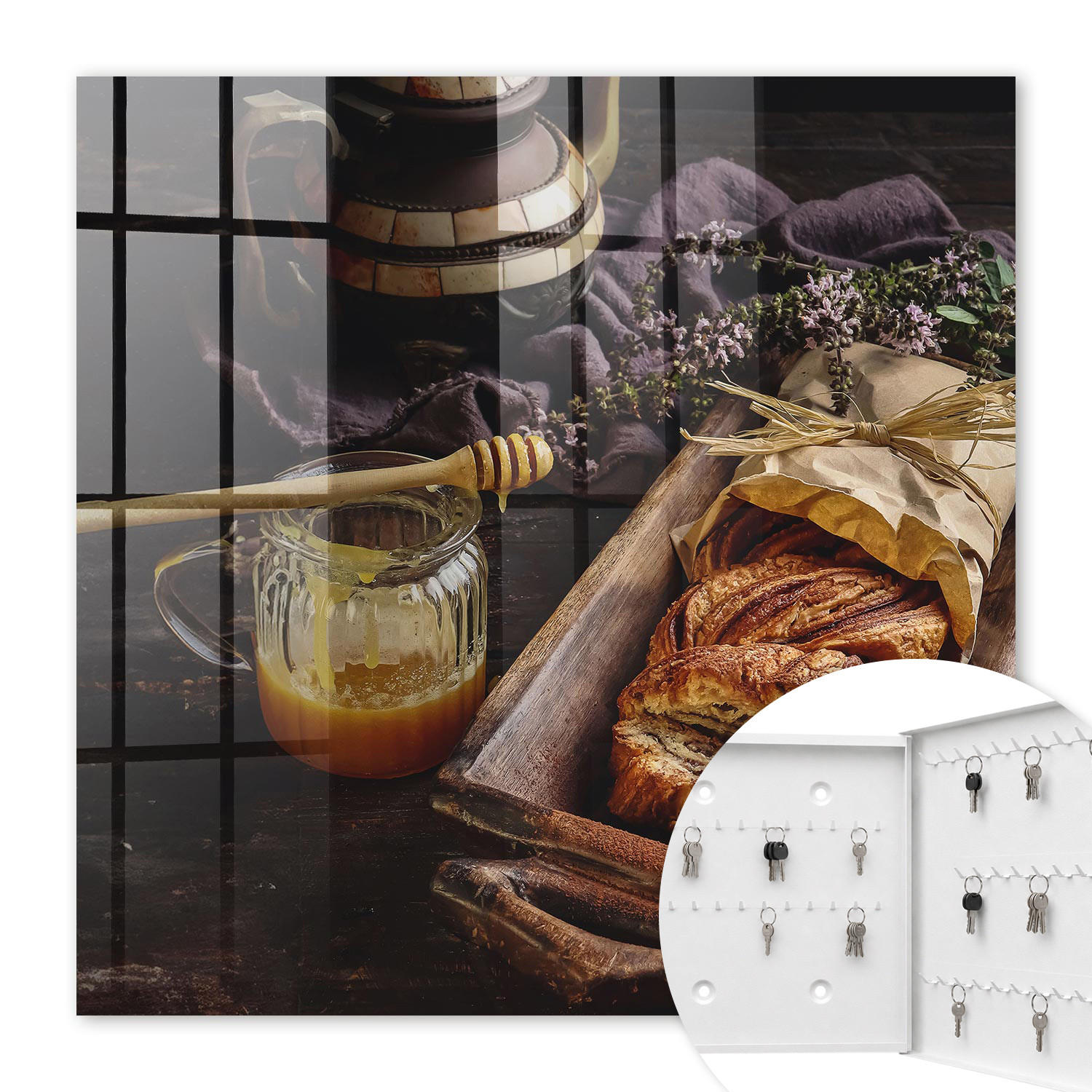 SCHLÜSSELBOX Weiß 30x30 cm – Türöffnung nach rechts - Geborgenheit im Haus - Braun, Metall (30/30/5cm) - TULUP