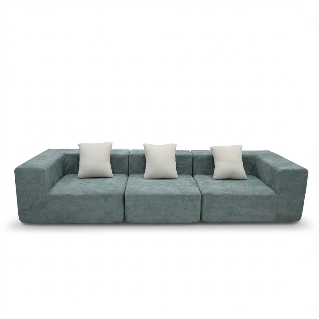 SOFA Pure 3-Sitzer - Salbei Weiß - Salbeigrün, Textil (300/62/100cm) - COCO Living