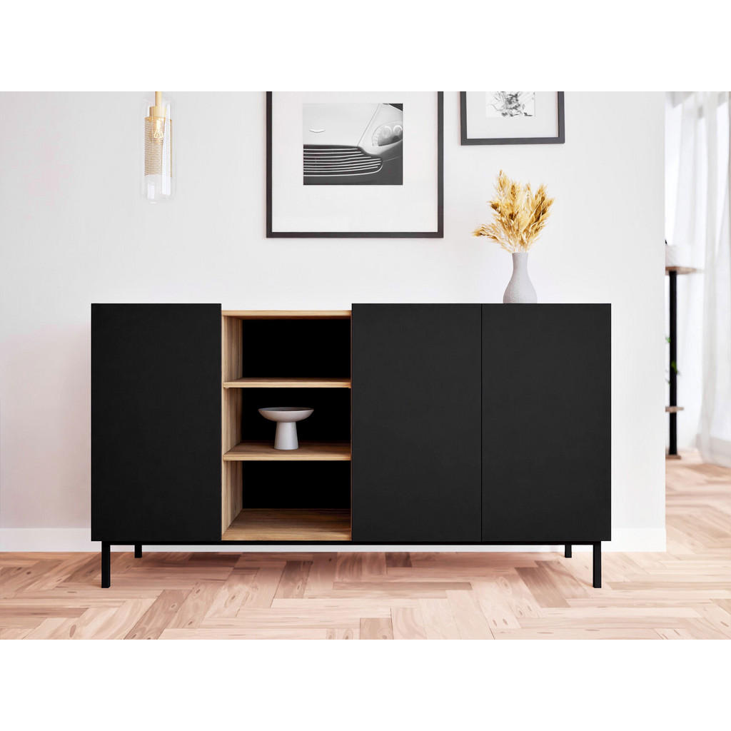 Thumbnail - Mirjan24 Sideboard, Schwarz, Holzwerkstoff, Rechteckig,Rechteckig, 153x85x44 cm, Wohnzimmer, Kommoden & Sideboards, Side...