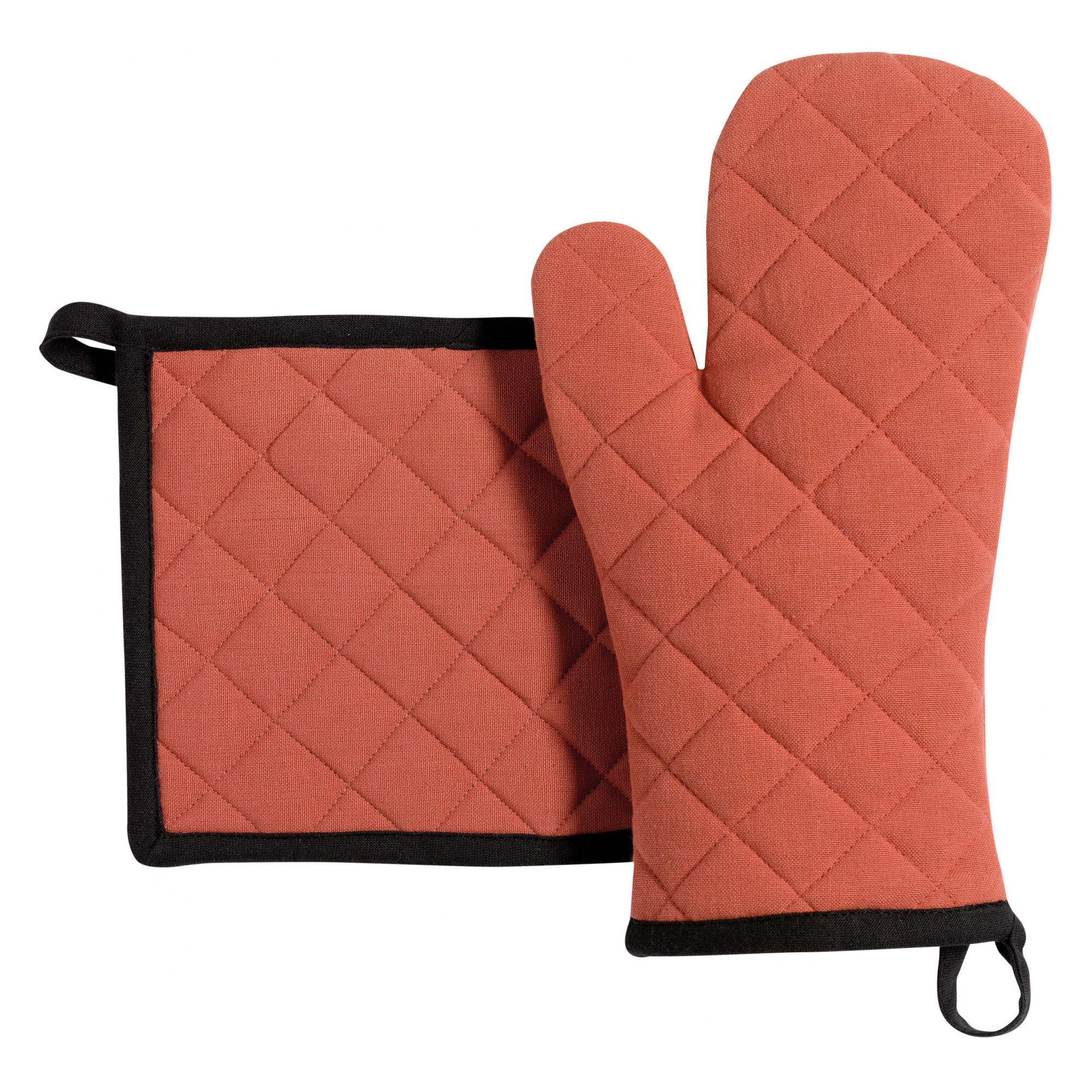 SET AUS RECYCELTEM TOPFHANDSCHUH/TOPFLAPPEN Grace tomette 18 x 32 cm - Rot, Textil (18/32cm) - Winkler