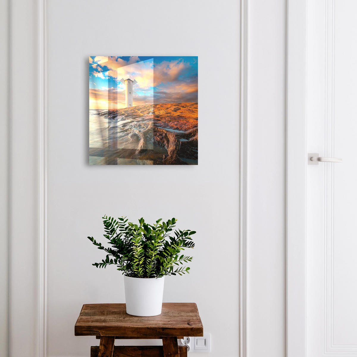 SCHLÜSSELBOX Schwarz 30x30 cm- Türöffnung nach rechts - Leuchtturm - Blau, Metall (30/30/5cm) - TULUP