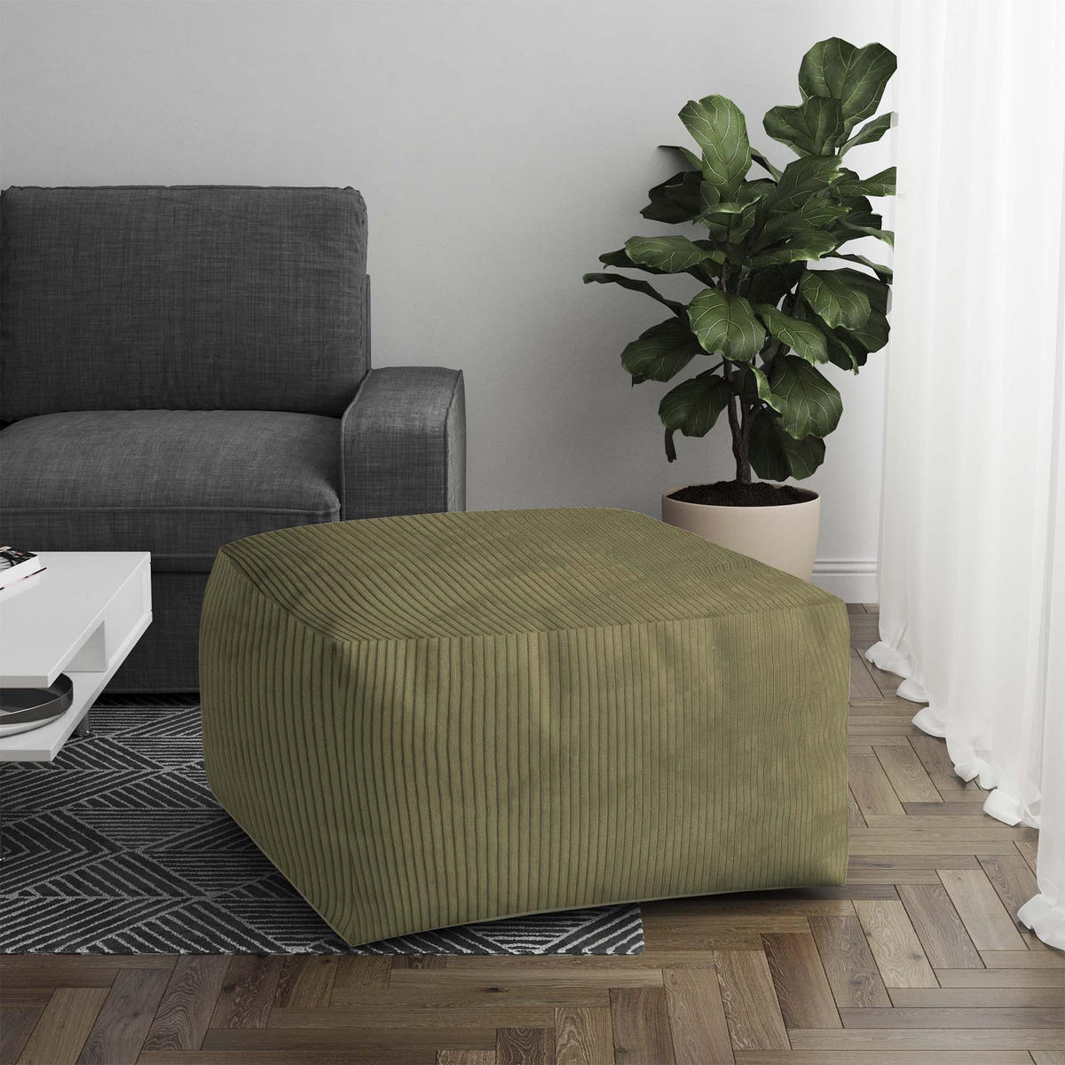 SITZSACK COMFORT Dark Olive - Olivgrün/Grün, Textil (70/40/70cm) - Dreamroots