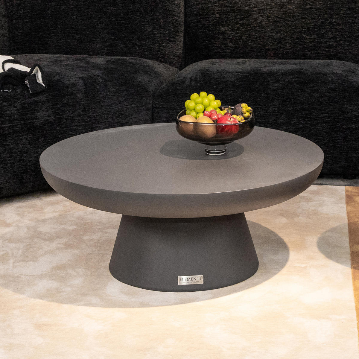COUCHTISCH KYLIX Mittel Beton Optik 86 x 86 x 35 cm - Schwarz, Naturmaterialien (86/86/35cm) - Elementi