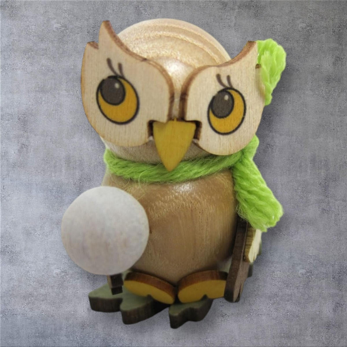 HOLZFIGUR Eulenkind mit Schneekugel 4 cm - Multicolor, Holz (3/4/3cm)