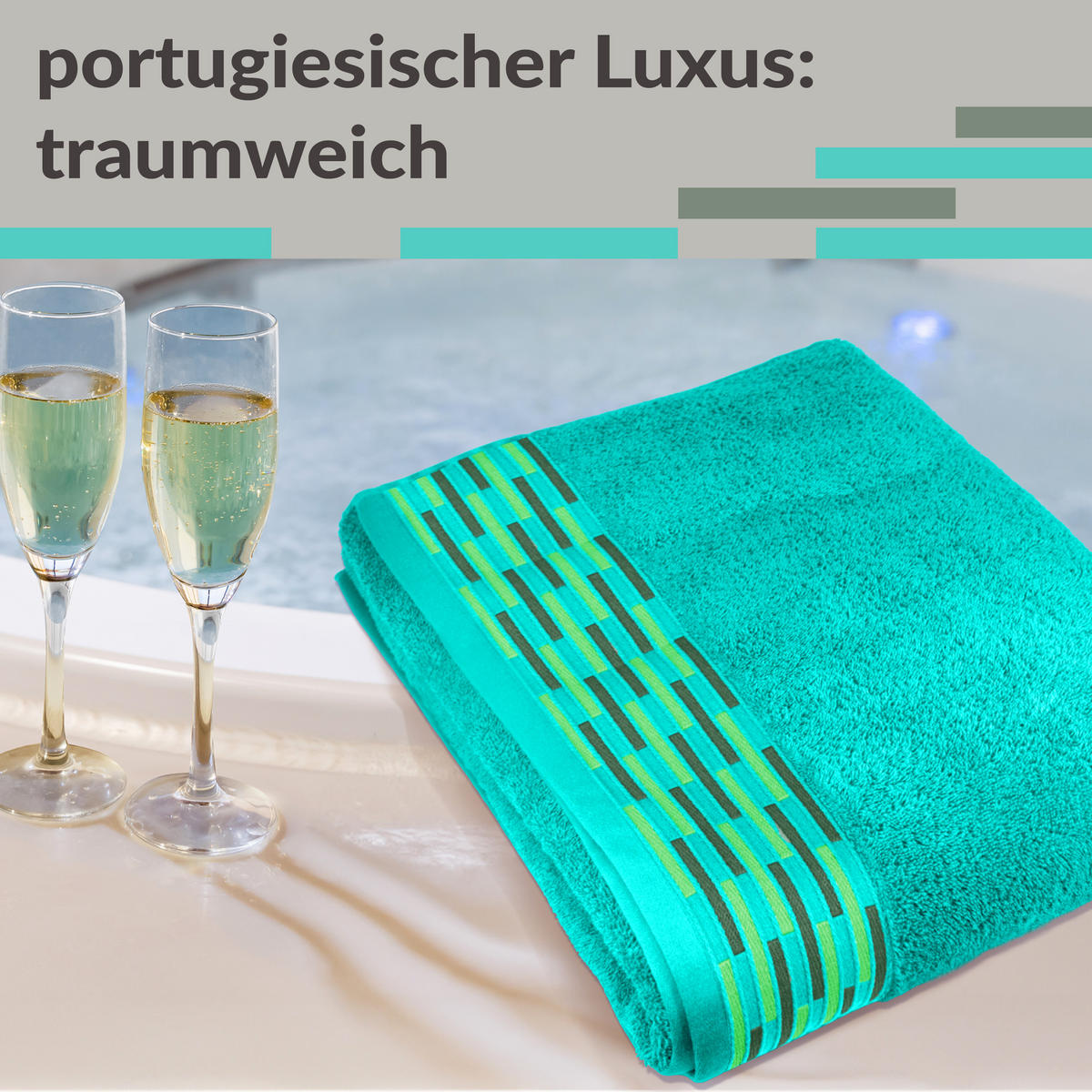 SAUNATUCH Lugano Türkis 80x200 cm - Türkis, Textil (80/200cm) - Lashuma