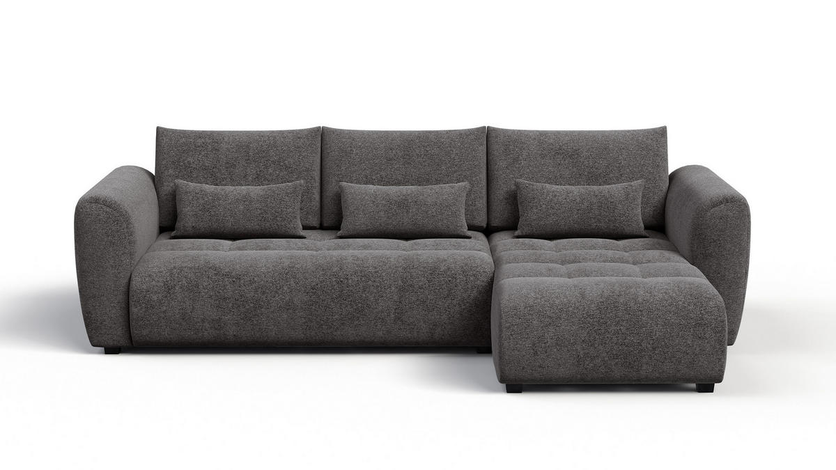 ECKSOFA SORENO 4-Sitzer, dunkelgrau - Dunkelgrau/Schwarz, Holz/Textil (293/171cm) - Courtois Laville
