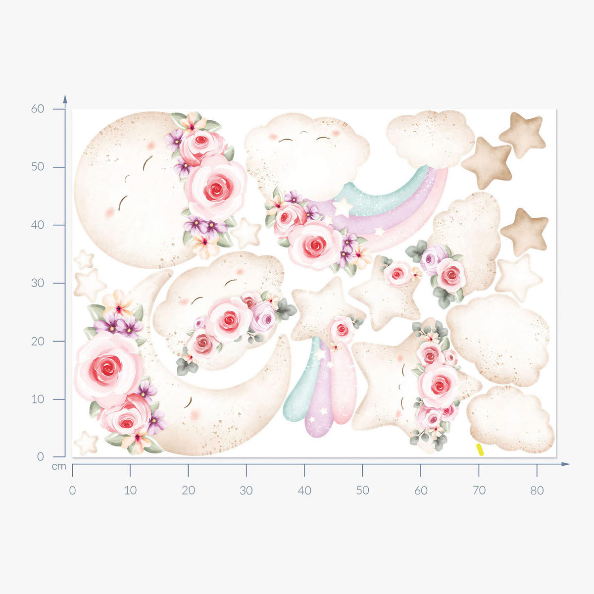 WANDAUFKLEBER 60x83cm - Elemente des Himmels - Multicolor, Kunststoff (60/83/0.1cm) - Wallfluent