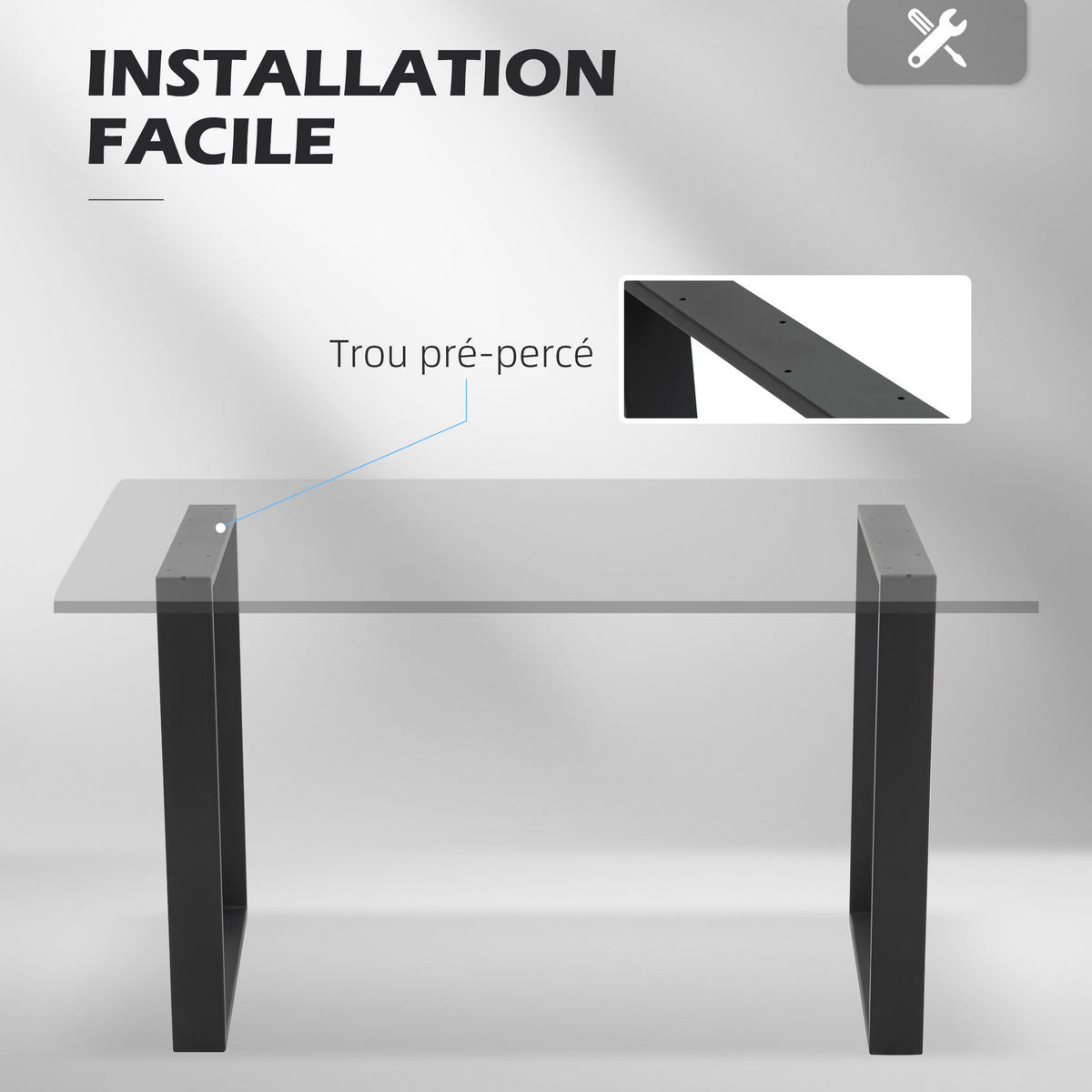 TISCHBEINE DE-18147 rechteckig, 72 cm hoch Schwarz - Schwarz, Metall (8/72/60cm) - ComfortXL