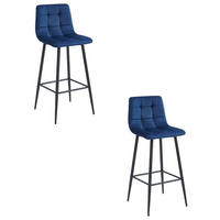 BARHOCKER 2-er Set TEOTO marineblauer Sitz, schwarze Basis - Schwarz/Dunkelblau, Metall (43.5/104/32.5cm) - Valora