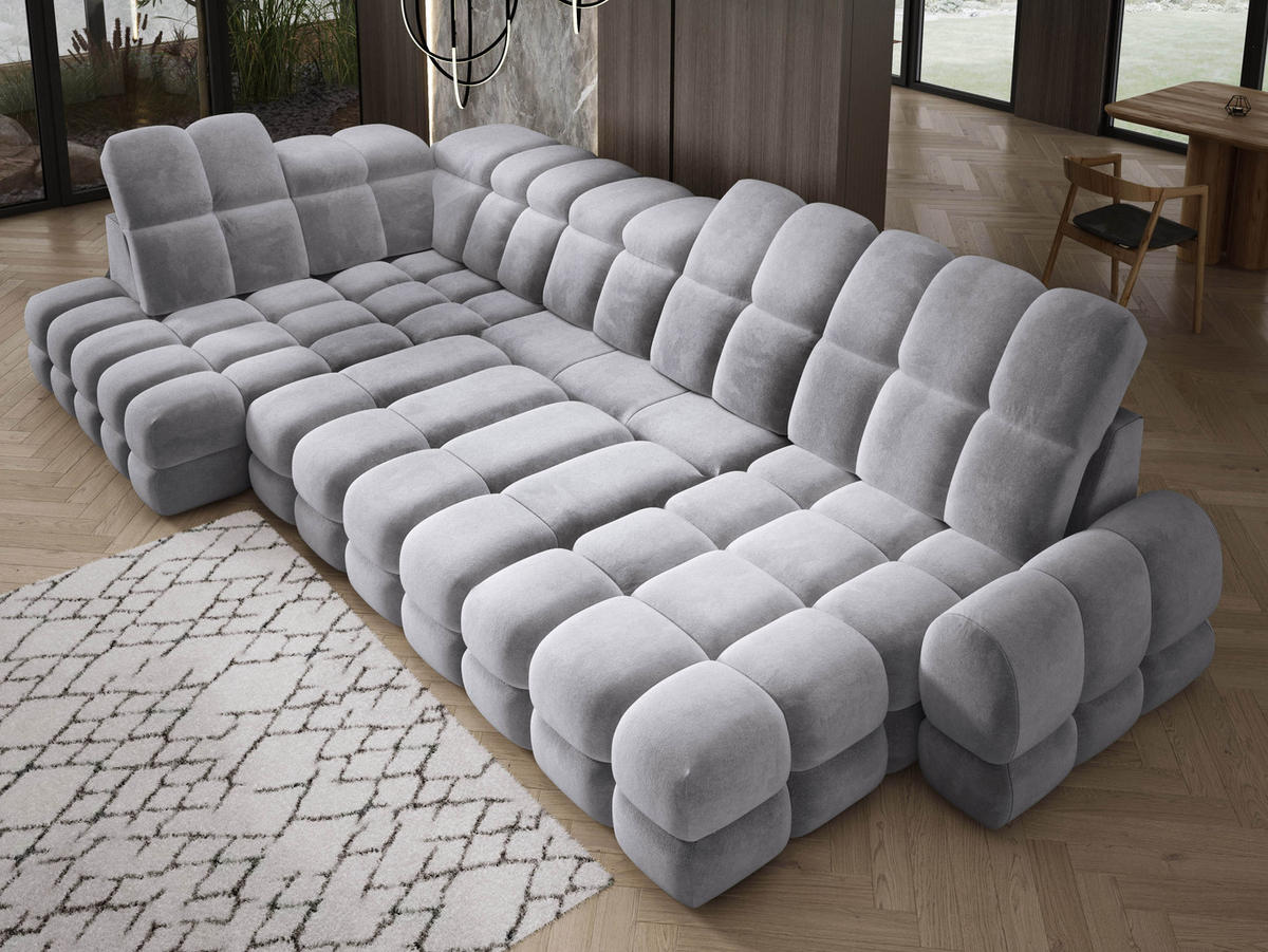 ECKSOFA TOLLO Salvador-stoff U-form 400x217x105 cm grau - Grau, Holz/Textil (400/217cm) - DomoHome