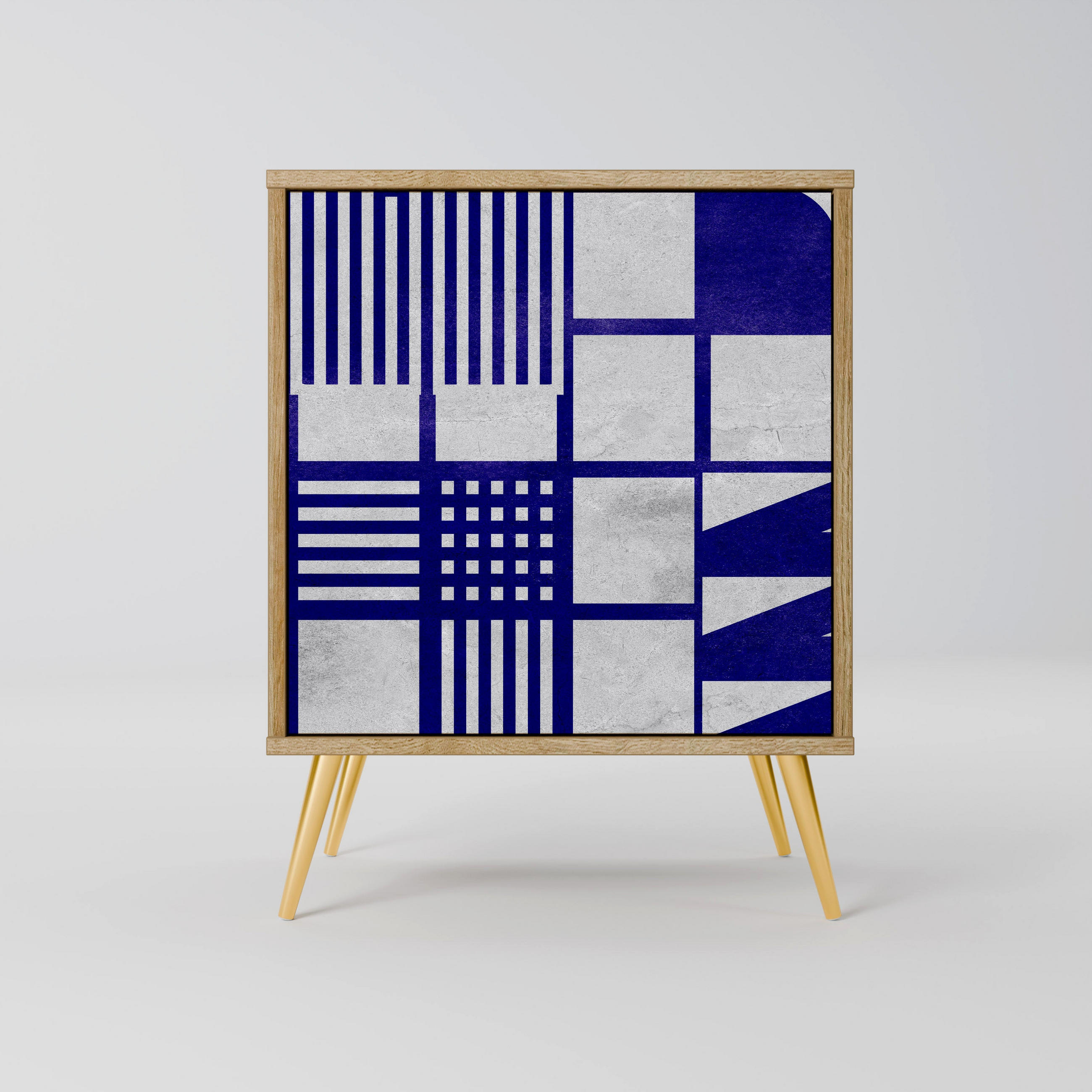 SIDEBOARD THE RIGHT PLACES, Eichefarben, 57,5x42x75,5 cm, Goldfarbene Metallfüße - Eichefarben/Goldfarben, Holzwerkstoff/Metall (57.5/75.5/42cm) - SpaceRebels