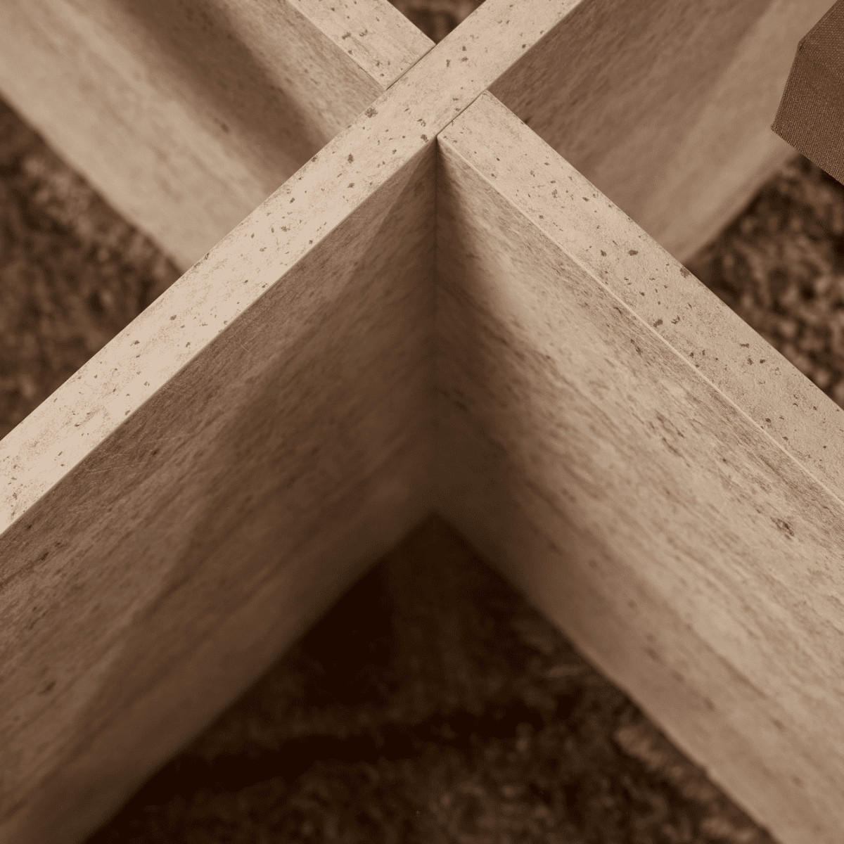 COUCHTISCH mit gekreuzten Beinen und gehärteter Glasplatte 75/75/35 cm - Beige, Holzwerkstoff (75/75/35cm) - Calicosy