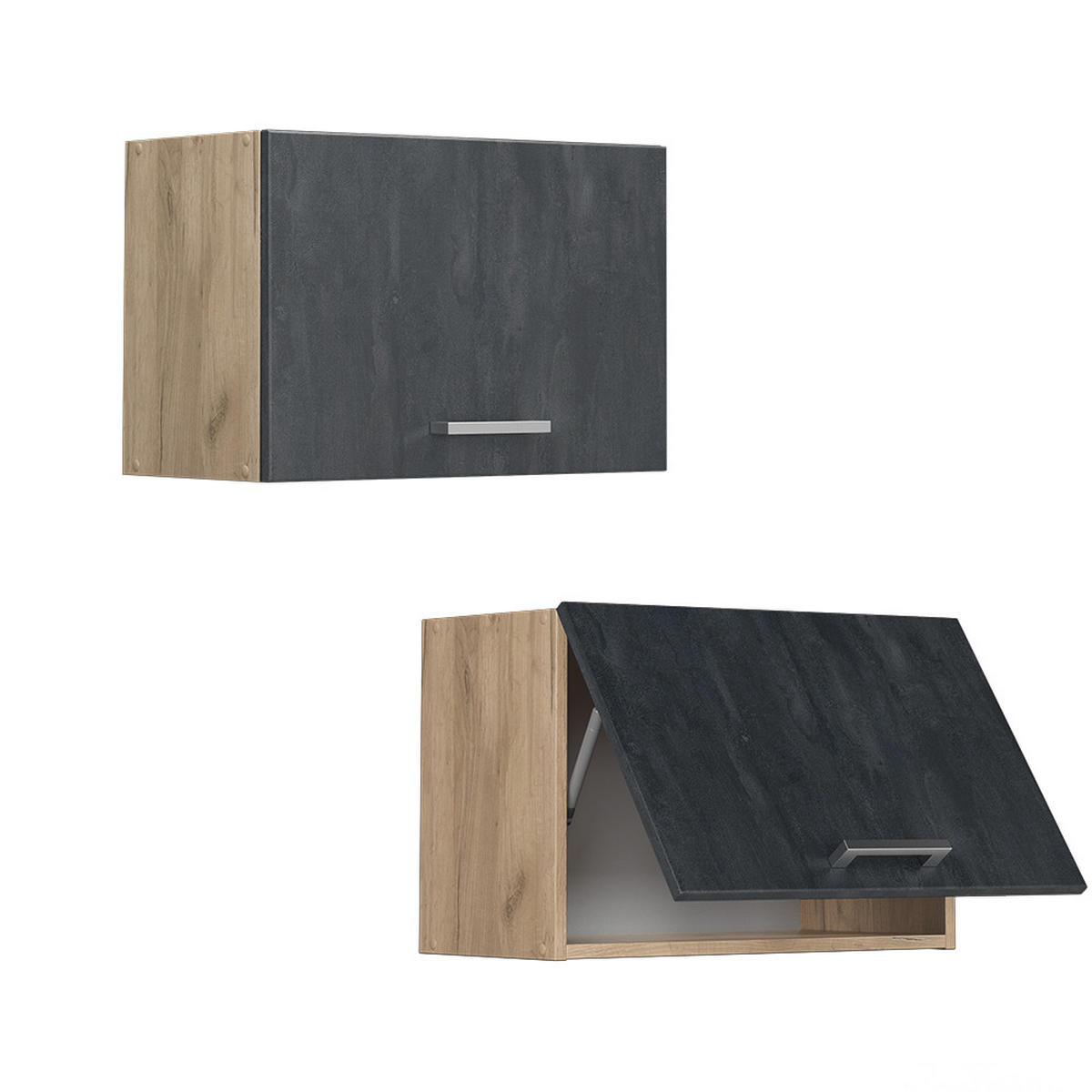 HÄNGESCHRANK R-Line Schwarz Beton 60 cm Flach - Honigeiche/Eiche Wotan, Holzwerkstoff (60/40/31cm) - Vicco
