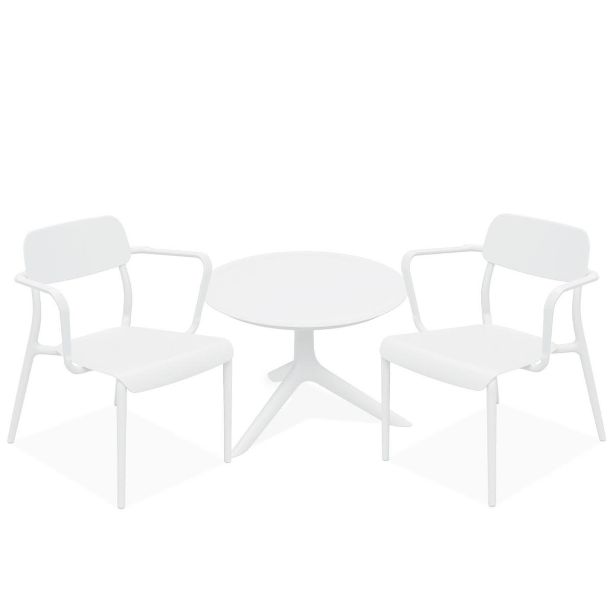 GARTENMÖBEL-SET GALIO, 3-tlg - Weiß, Kunststoff - KONSIMO®