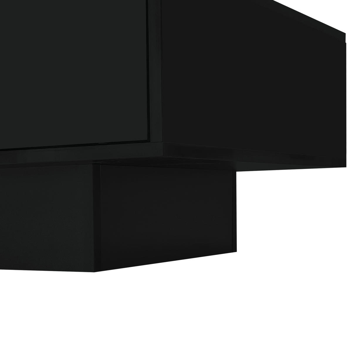 COUCHTISCH 115/55/34 cm in Schwarz Hochglanz mit 2 Schubladen und LED-Beleuchtung - Schwarz, Holzwerkstoff (115/55/34cm) - Flora Grace