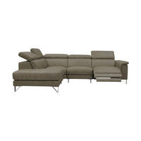 ECKSOFA Antares Echtleder mit 1 x Relaxfunktion Greige - Greige, Leder/Metall (224/276cm)