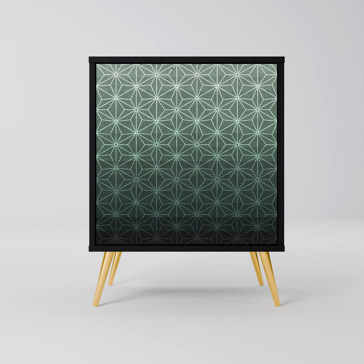 SIDEBOARD ORNAMENTAL GLIMMER, Schwarz, 57,5x42x67,5 cm, Schwarze Metall-Rahmenfüße - Multicolor/Schwarz, Holzwerkstoff/Metall (57.5/67.5/42cm) - SpaceRebels
