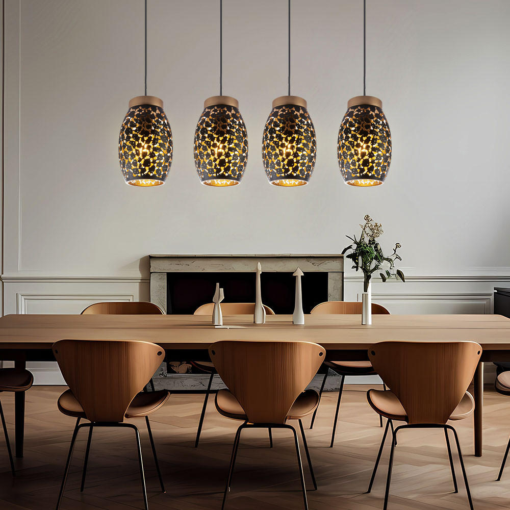 HÄNGELEUCHTE NARRI Metall Schwarz Gold - Schwarz, Metall (90/15/120cm) - Globo Lighting