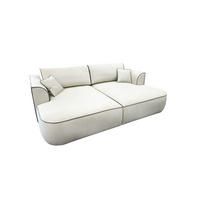 BIG SOFA COZI, Ecru mit mit braunem Keder, Matt Velvet - Ecru, Kunststoff/Textil (240/87/180cm) - KS Home Concept