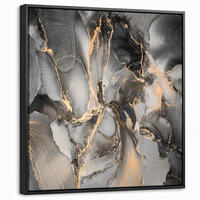 LEINWAND Bilder mit Rahmen - Grau - Luxus - Gold - Marmor - 50x50 - Dunkelgrau, Textil (50/50cm) - MuchoWow