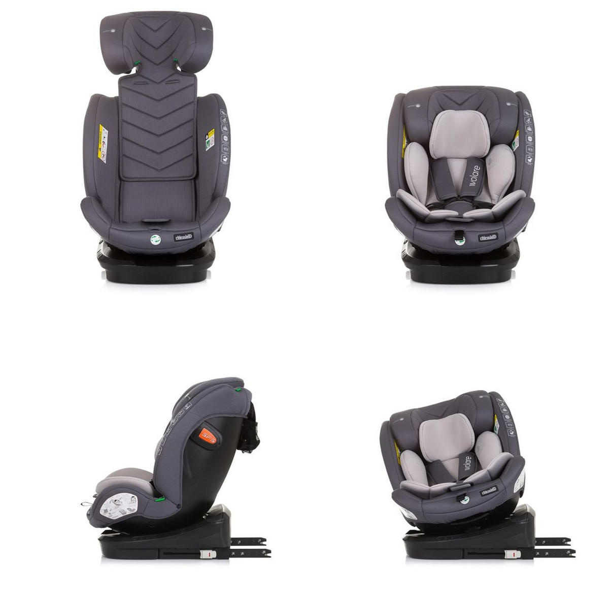 KINDERSITZ Volare i-Size (40-150cm) grau Isofix, drehbar, SPS, Top Tether - Grau, Kunststoff (46/78/42cm) - Chipolino
