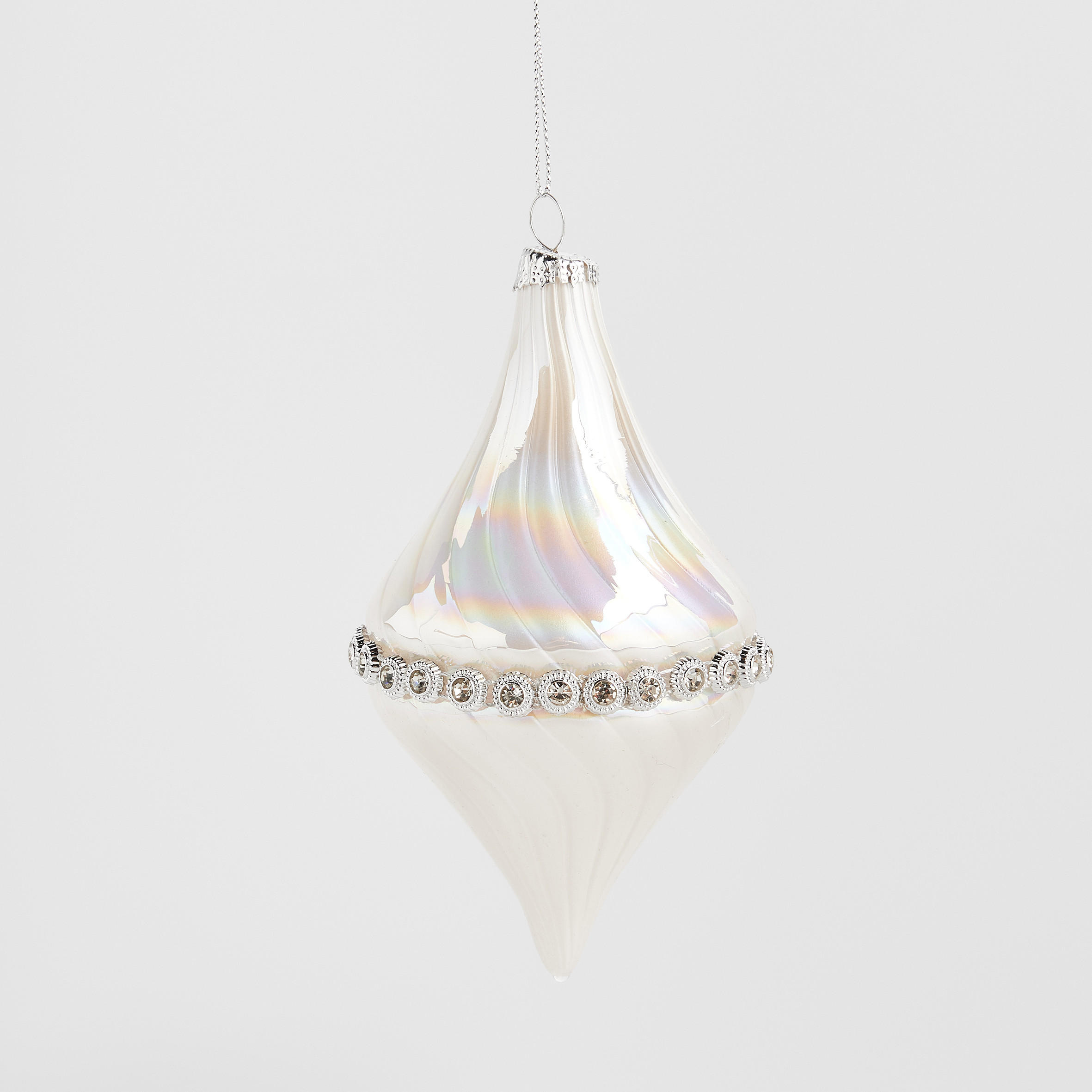 GLASKUGEL Adel, weiß, 13 x 7 cm, Dekorative Weihnachtsdeko - Weiß, Glas (7/13/7cm) - home&you