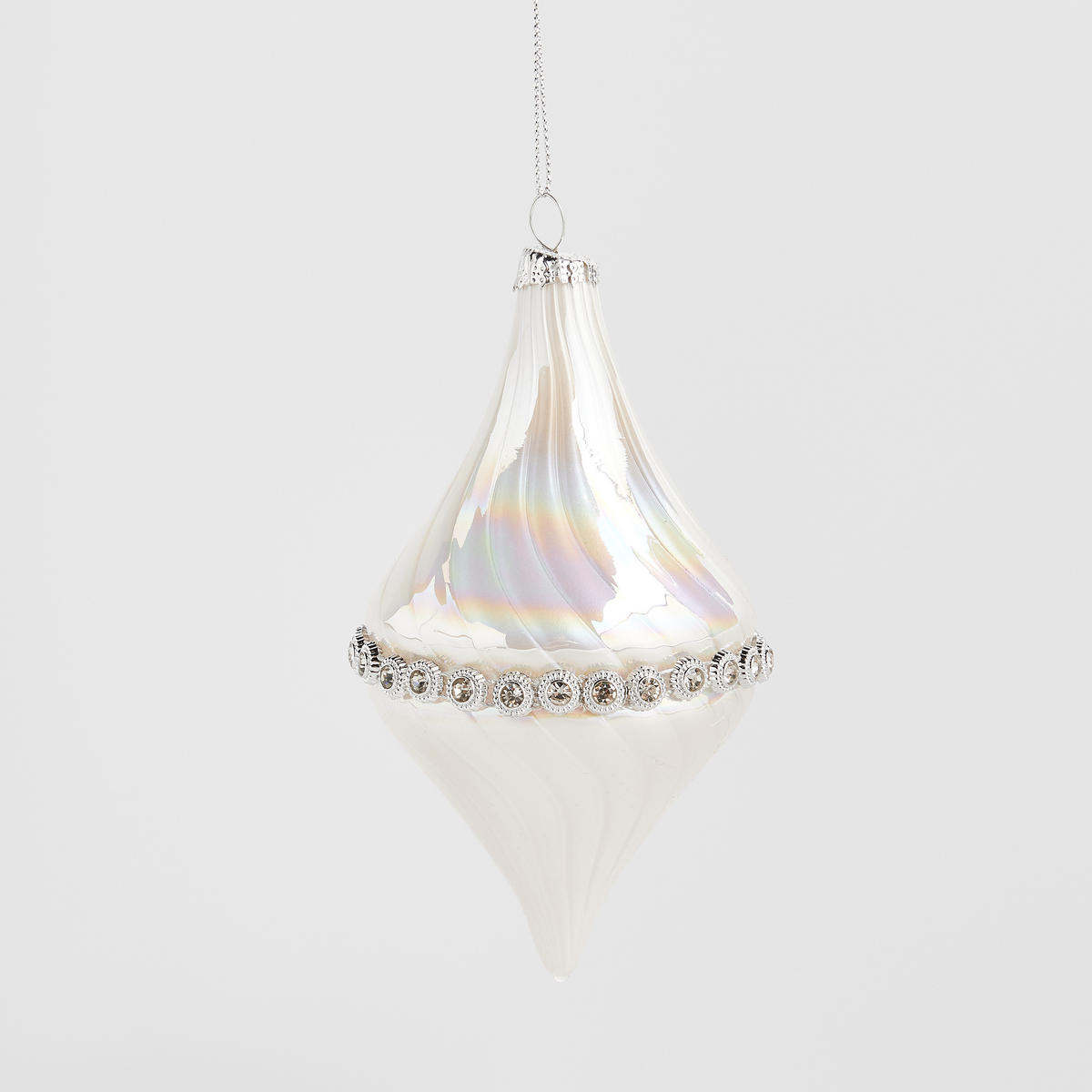 GLASKUGEL Adel, weiß, 13 x 7 cm, Dekorative Weihnachtsdeko - Weiß, Glas (7/13/7cm) - home&you