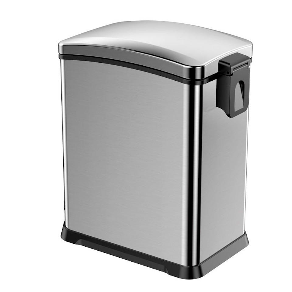 MÜLLEIMER Rechteckiger Aus Gebürstetem Edelstahl 15 Liter 42 x 21,7 x 38,2 cm Silber - Silberfarben, Metall (21.7/41.9/38.2cm) - PROREGAL