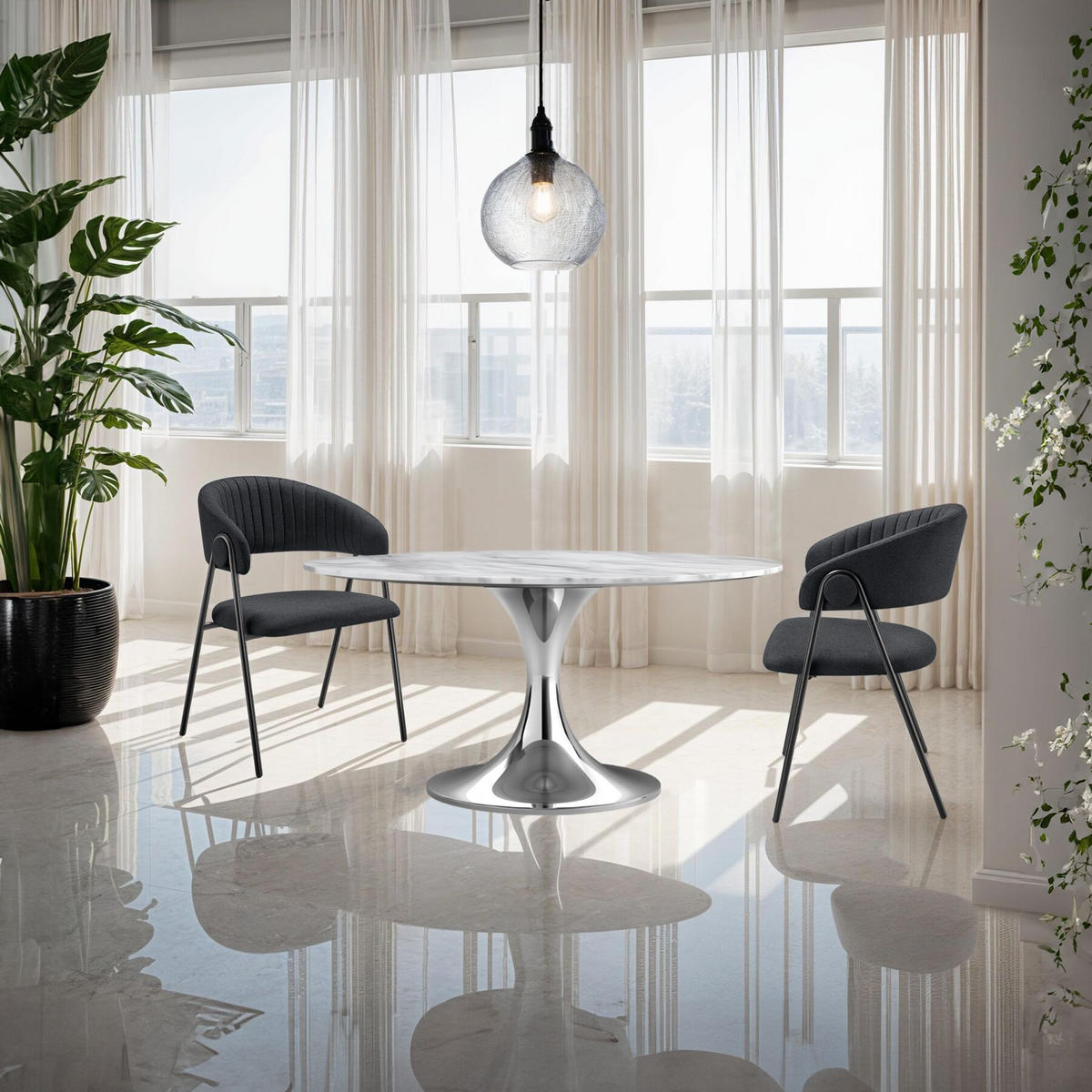 ARMLEHNSTUHL 2er Set Bedano 60 x 58 x 85 cm schwarz - Schwarz, Kunststoff (60/85/58cm) - tectake