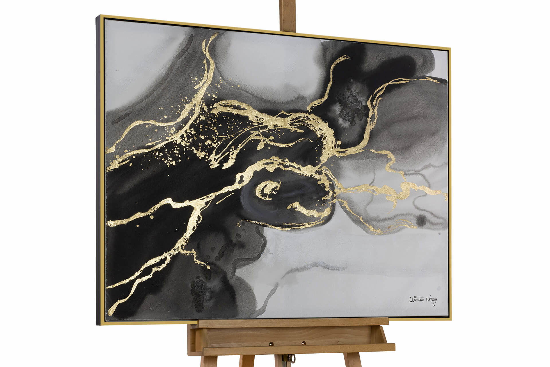 KUNSTLOFT RUČNĚ MALOVANÝ AKRYLOVÝ OBRAZ ČERNÝ/ŠEDÝ, 103/78 CM