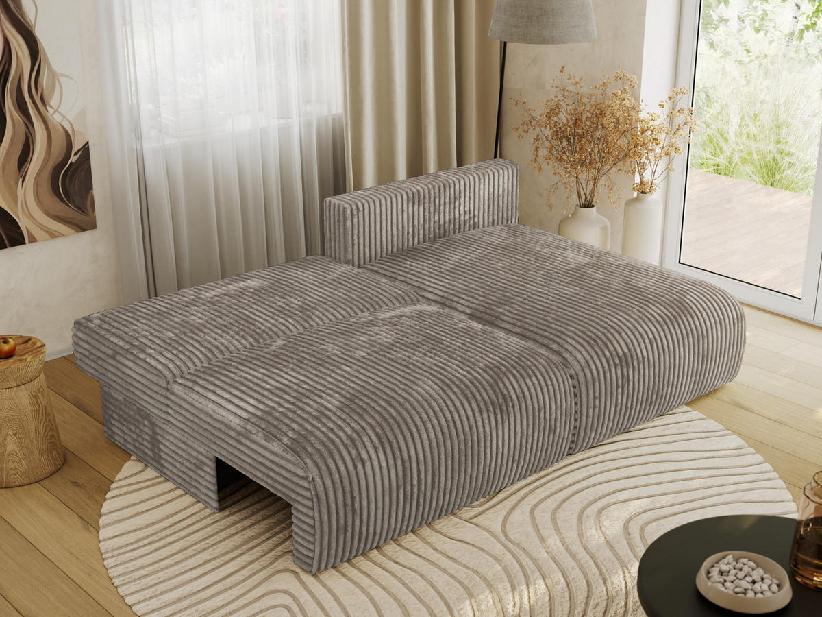 ECKSCHLAFSOFA VIVO L Hellbraun Cord - rechts - Hellbraun/Schwarz, Kunststoff/Textil (150/223cm) - MKS