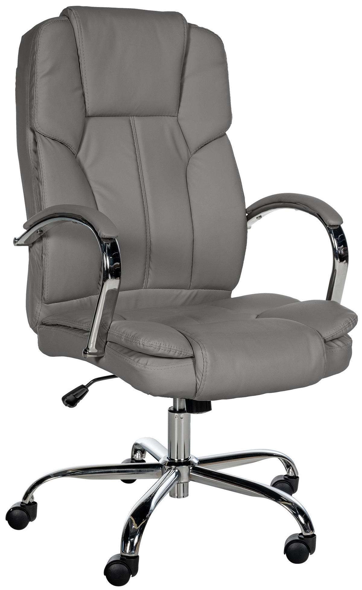CHEFSESSEL Lederlook Grau - Chromfarben/Grau, Textil/Metall (62/115/70cm) - CLP