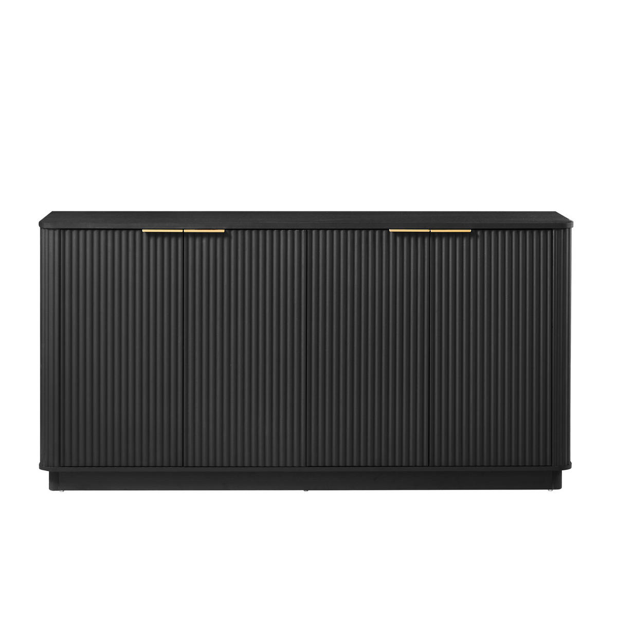 SIDEBOARD z MDF, 160/40/80 cm, černý, 4dveřový s úložným prostorem - černá, kompozitní dřevo (160/80/40cm) - BEAOK
