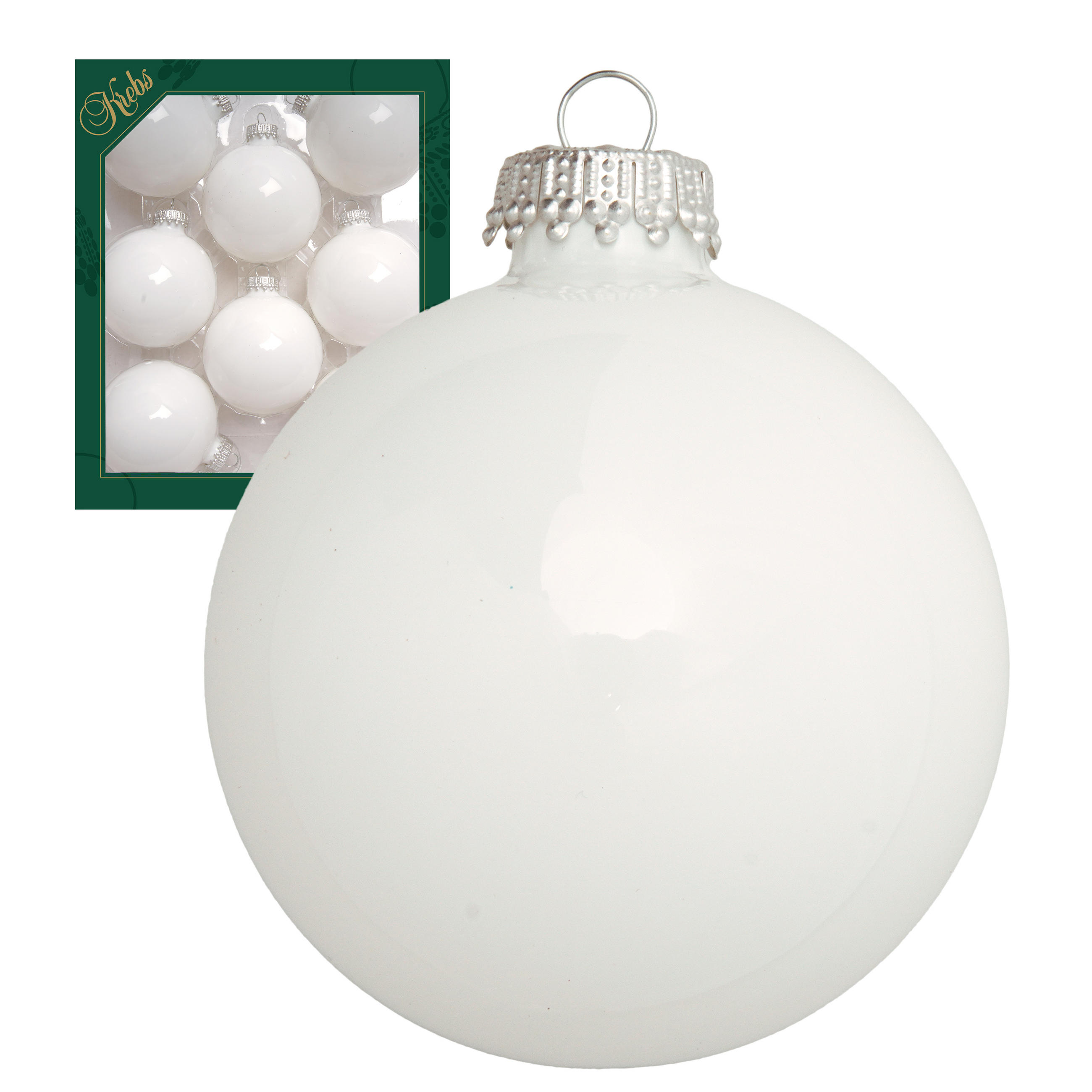 Krebs Glas Lauscha Christbaumkugeln Weiß 7x7x7 cm