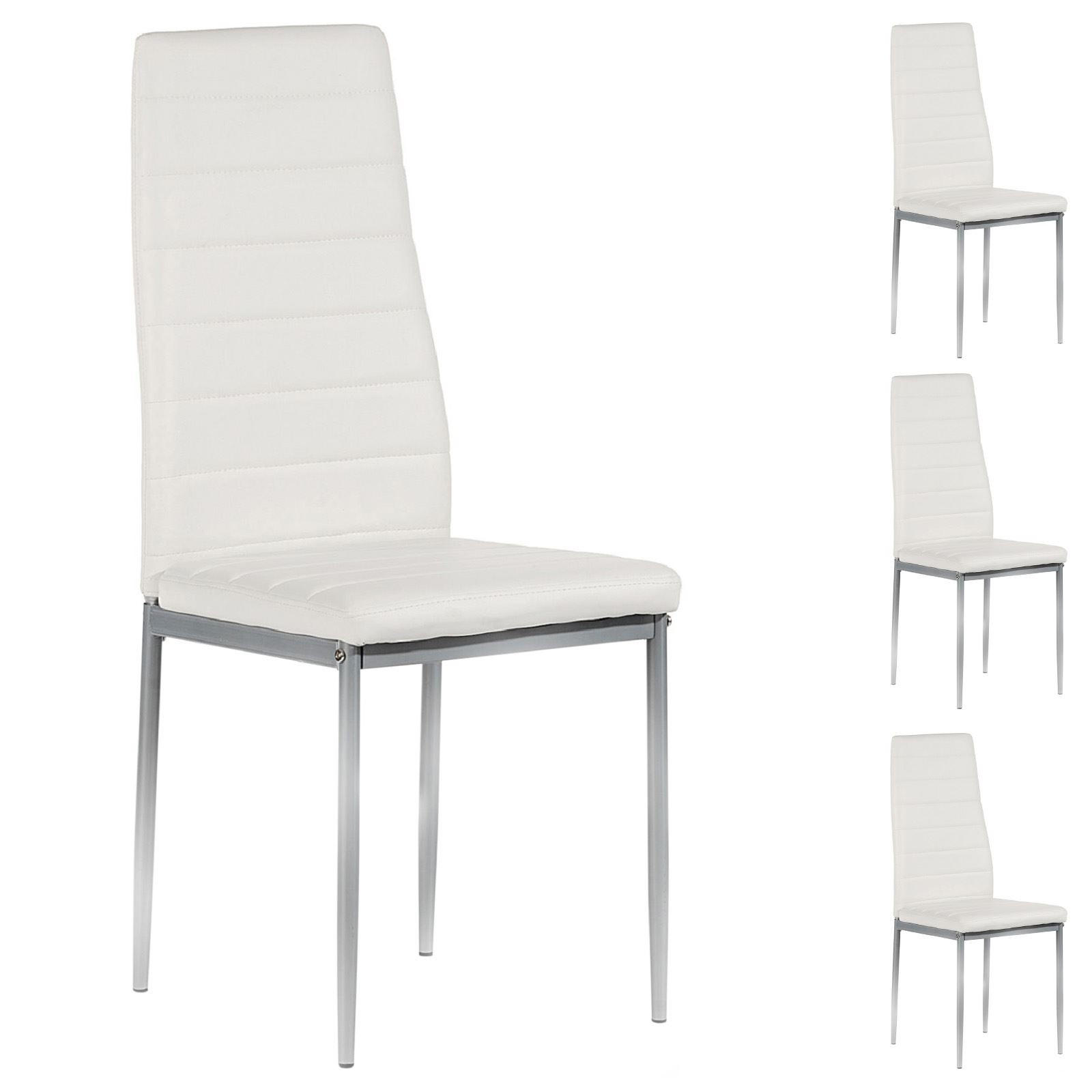 ESSZIMMERSTUHL NATHALIE 4er-Set weiß - Weiß, Textil/Metall (43/100/50cm) - IDIMEX