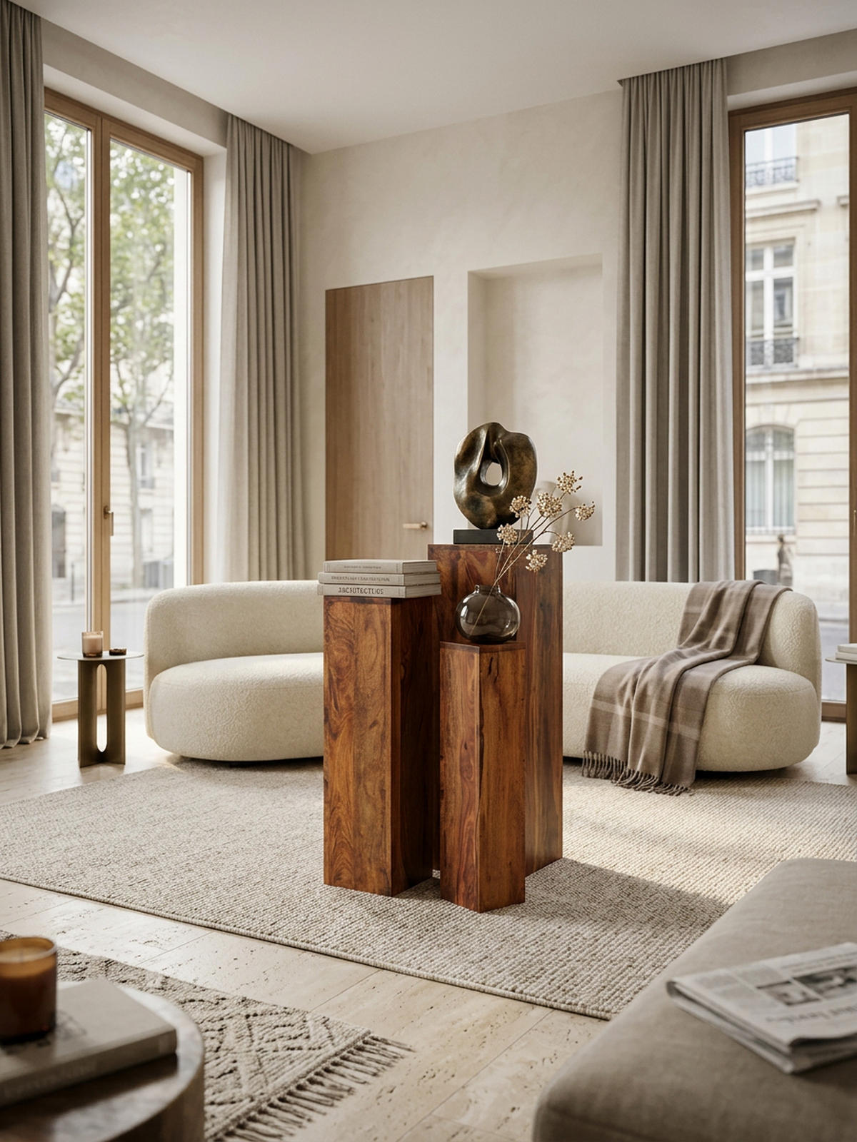 BEISTELLTISCH 3er Set Massivholz Ineinander Verstaubar Einzigartige Maserung, Braun 24x24x85 cm - Braun, Holz (24/24/85cm) - KADIMA DESIGN