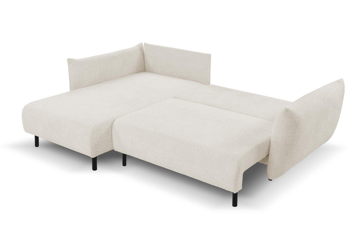 ECKSOFA ADEL mit Schlaffunktion und Bettkasten, L-förm, Metallbeine, verstellbar lose Rückenkissen, freistehend, LINKS, 171x257x90 cm, Sand-coloured - Sandfarben, Holz/Textil (171/257cm) - DomoHome