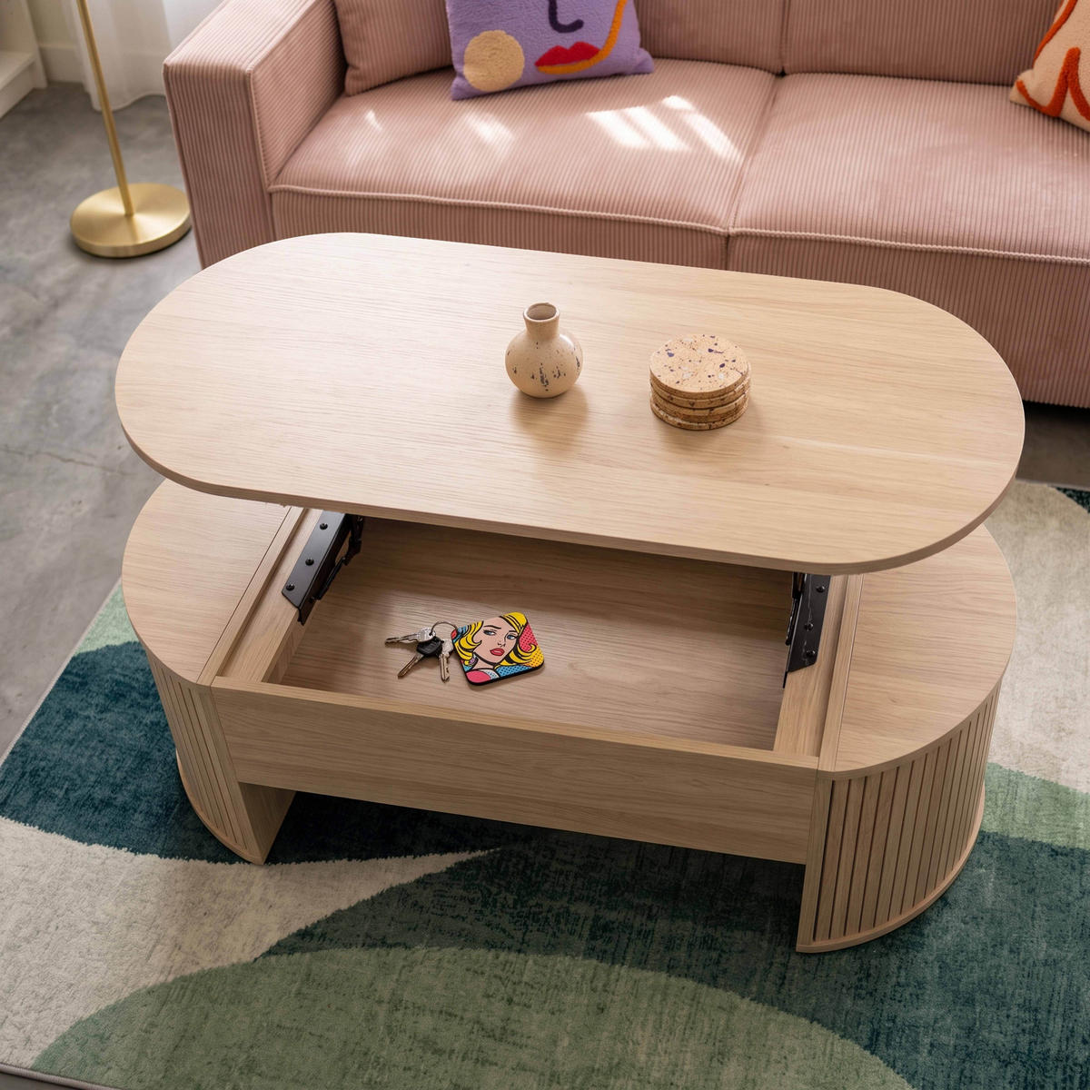 COUCHTISCH, helles Holzeffekt - Braun, Holzwerkstoff (60/120/41cm) - Oviala