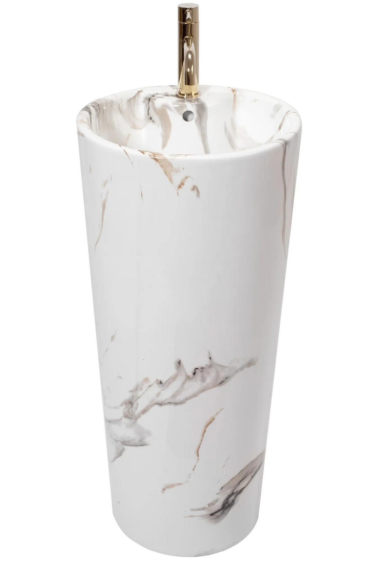 STANDWASCHBECKEN Rea Blanka Marble - Weiß, Keramik (40/85/40cm) - REA