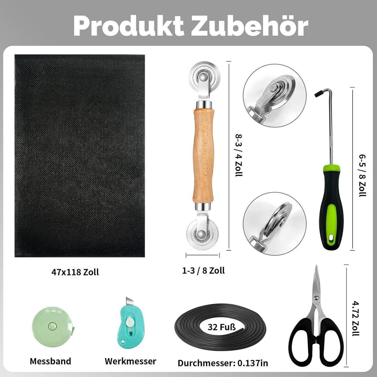 FLIEGENGITTER Reparatur Set 300 x 120 cm Schwarz - Schwarz, Kunststoff (22/4/30cm)