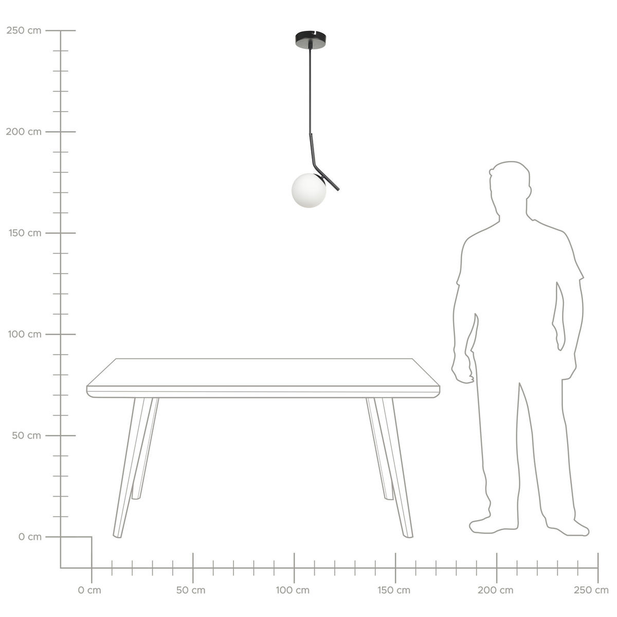 HÄNGELEUCHTE Wapiti 15/15/115 cm - Weiß, Glas (15/15/115cm) - Beliani