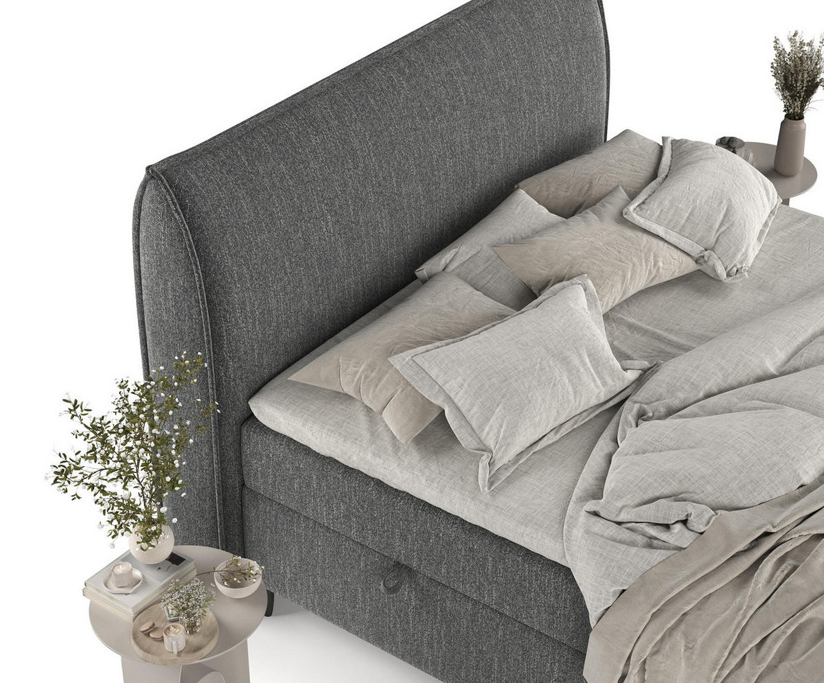 BOXBETT Corvus Schwarz 160/200 cm mit Matratze und Latex-Topper - Schwarz, Holz/Holzwerkstoff (160/200cm) - Maison de Reve